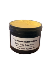 Load image into Gallery viewer, Jar of 'The Secret Stuff Sea Moss' butter baby body butter on a white background
